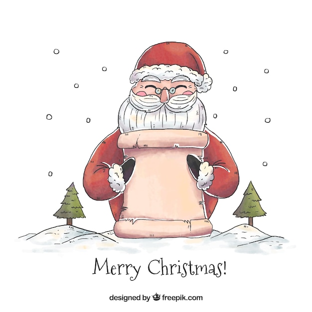 Free Vector christmas background of santa claus with a poster