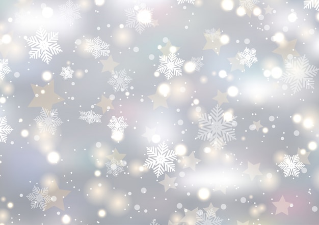 Christmas background of snowflakes and stars