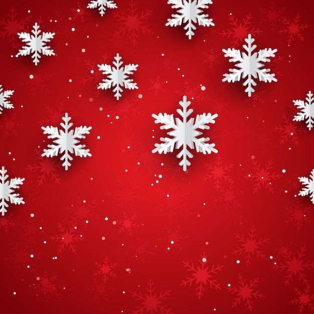 Christmas background with 3D style paper snowflakes