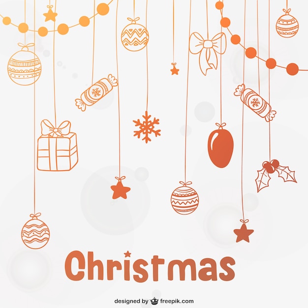 Free Vector christmas background with baubles and candy