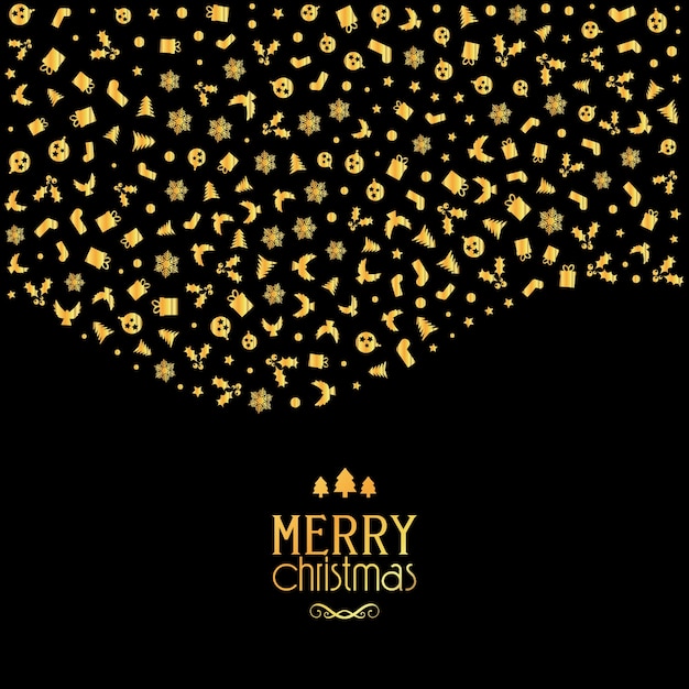 Christmas background with festive icons in metallic gold colours