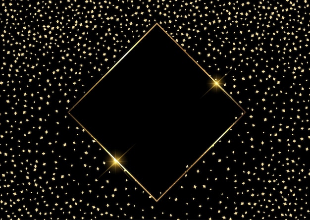 Free Vector christmas background with gold confetti and frame