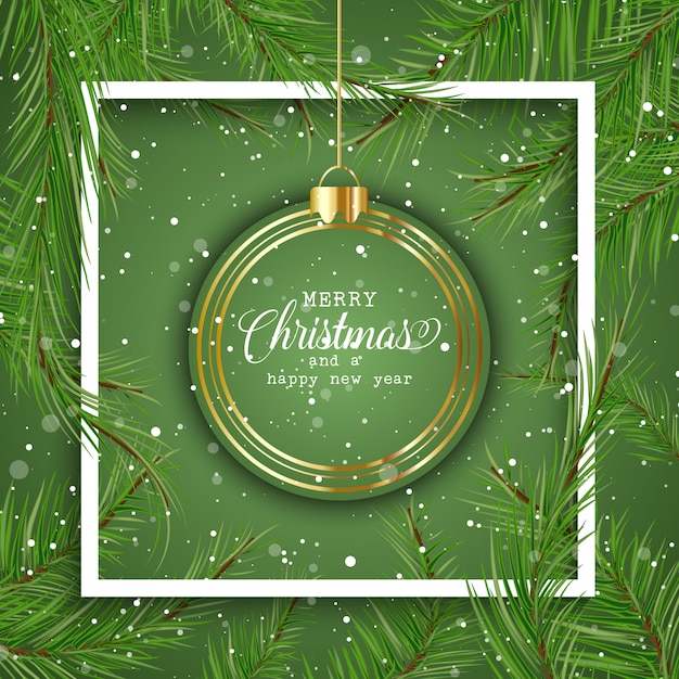 Christmas background with hanging bauble