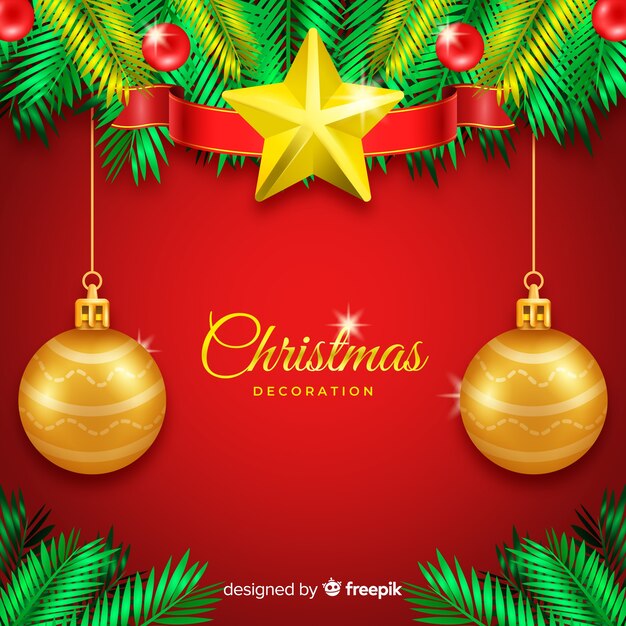 Christmas background with realistic decoration