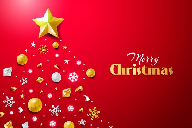 Christmas background with realistic decoration