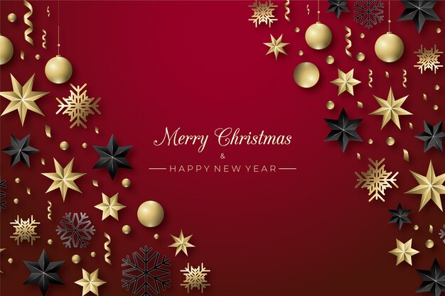 Christmas background with realistic decoration