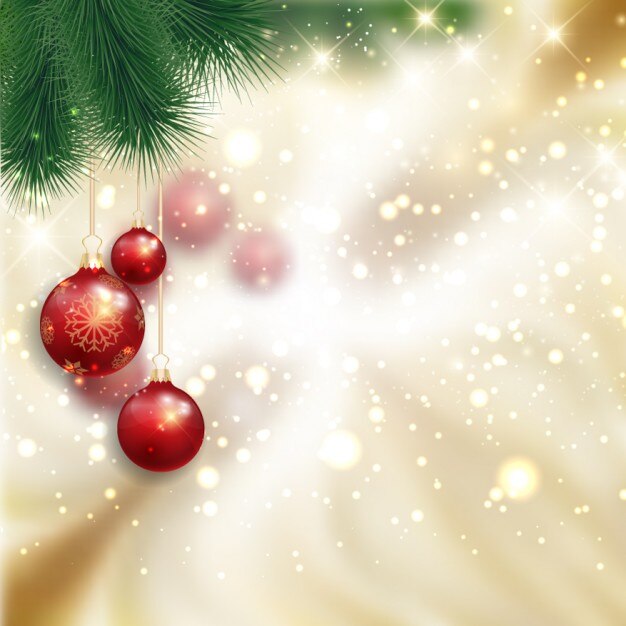 Christmas background with red baubles