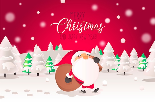 Christmas Background with Santa Character in Landscape