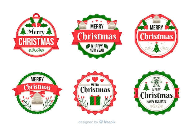 Christmas badge collection in flat design