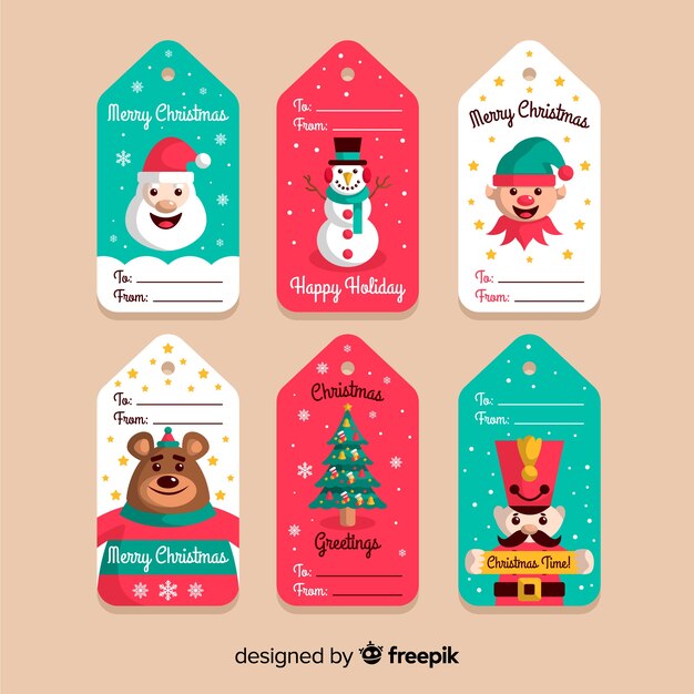 Christmas badge collection in flat design