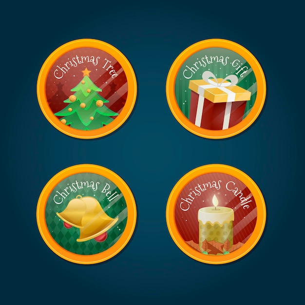 Free Vector christmas badge collection in flat design