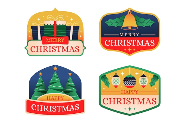 Christmas badge collection in flat design