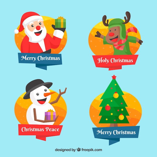 Free Vector christmas badges with the main elements