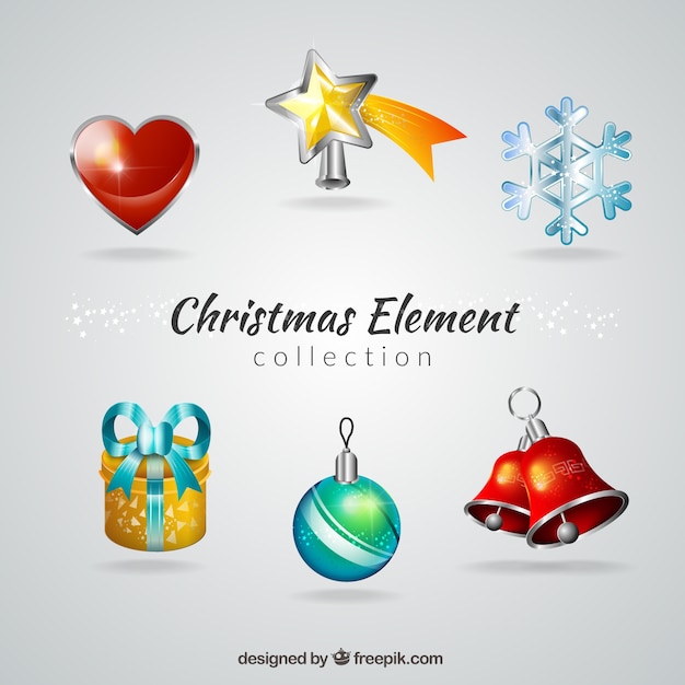 Free vector christmas ball with other decorative elements