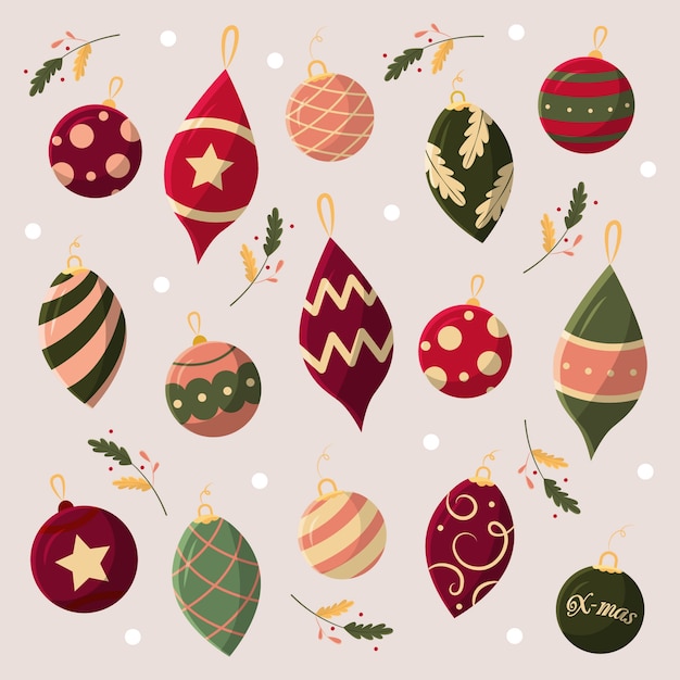 Christmas balls in flat design