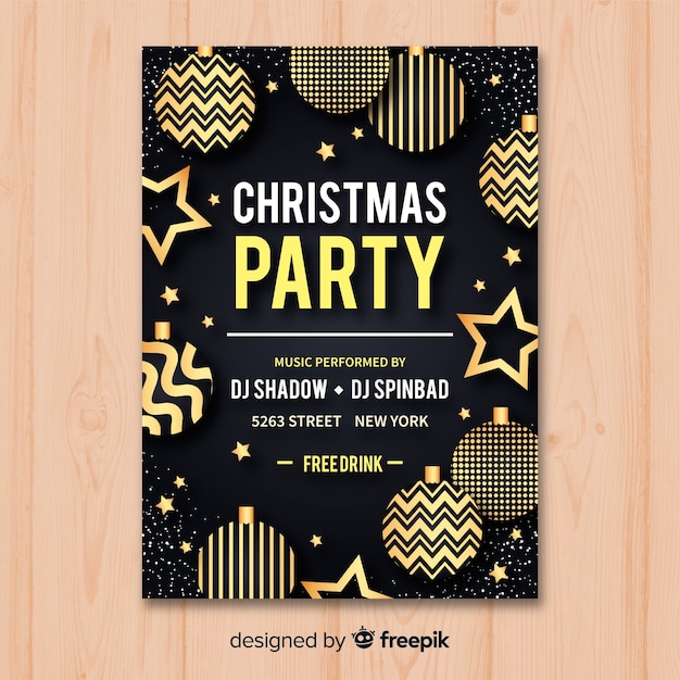 Christmas balls party flyer template 