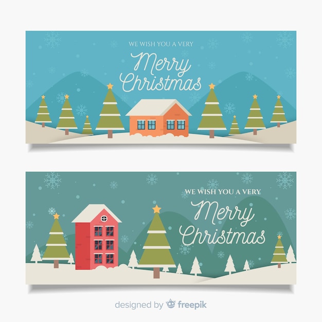 Christmas banners in flat style