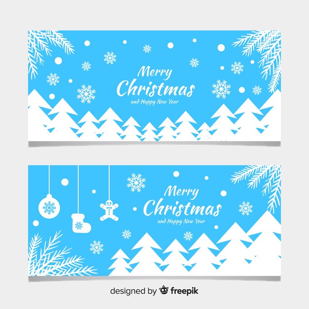 Christmas banners with flat design