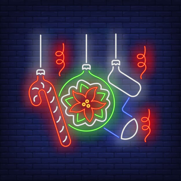 Christmas baubles neon sign