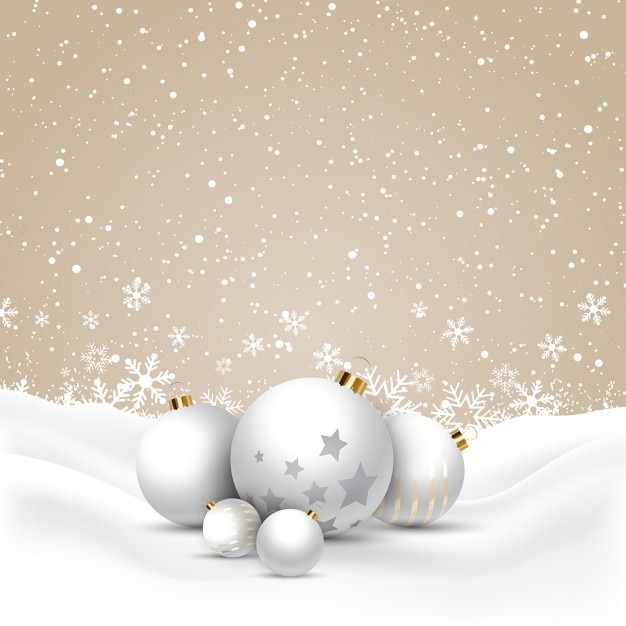 Free Vector christmas baubles nestled in snow background