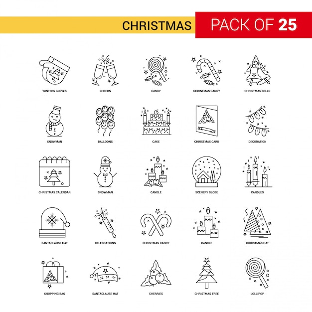 Christmas Black Line Icon - 25 Business Outline Icon Set