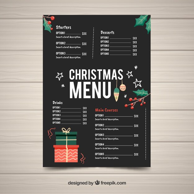 Christmas blackboard menu