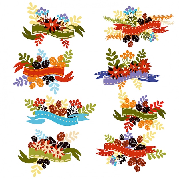 Free vector christmas bouquets