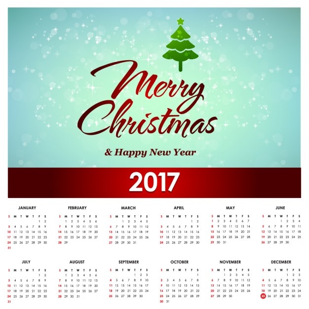 Free Vector christmas calendar with a tree and lettering