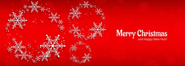 Christmas card celebration banner for snowflake red 