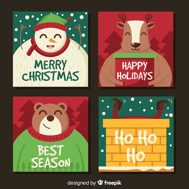 Free Vector christmas card collection