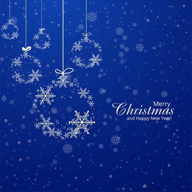 Christmas card snowflakes ball decorative blue background