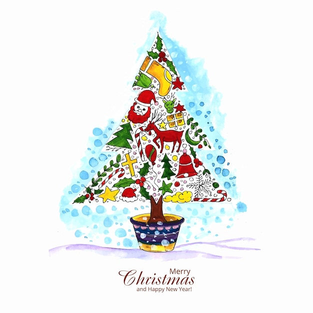 Christmas card with decorative ornaments holiday background