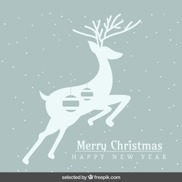 Free vector christmas card with deer silhouette