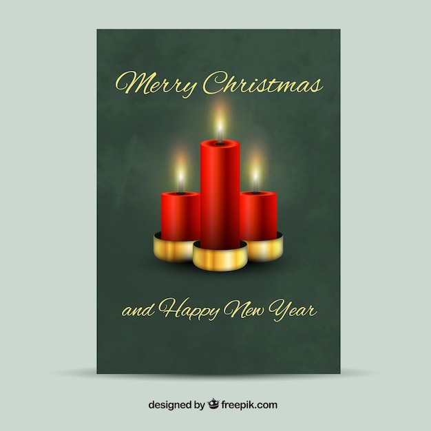 Christmas card with red candles