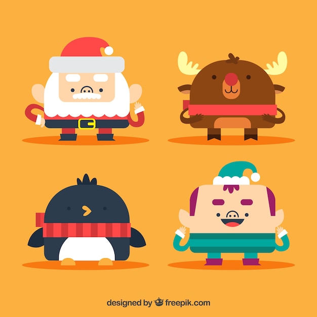 Free Vector christmas character flat collection