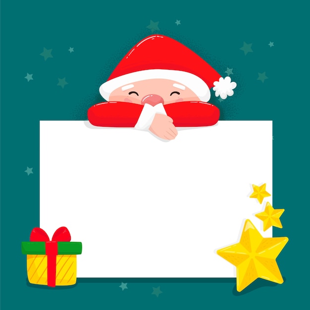 Christmas character holding blank banner