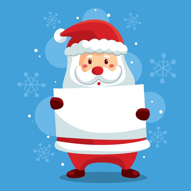 Christmas character holding blank banner