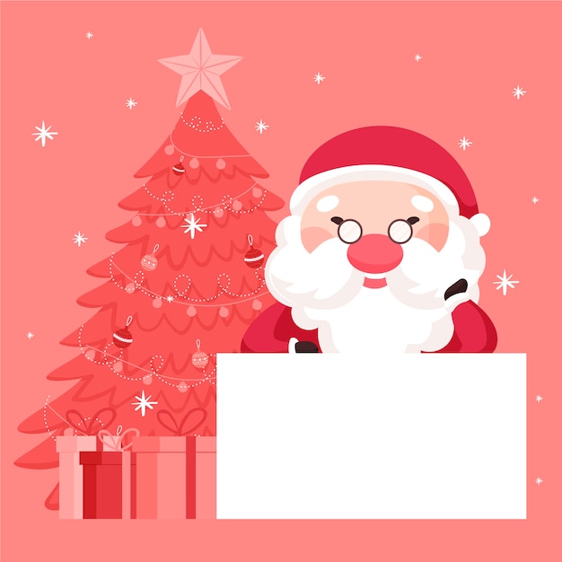 Christmas character holding blank banner