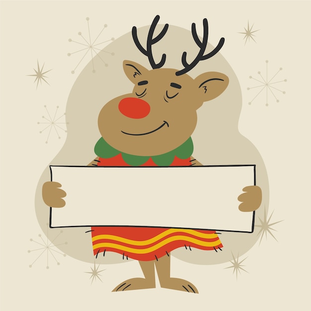 Christmas character holding blank banner