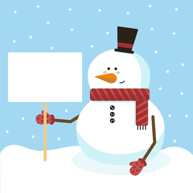 Christmas character holding blank banner