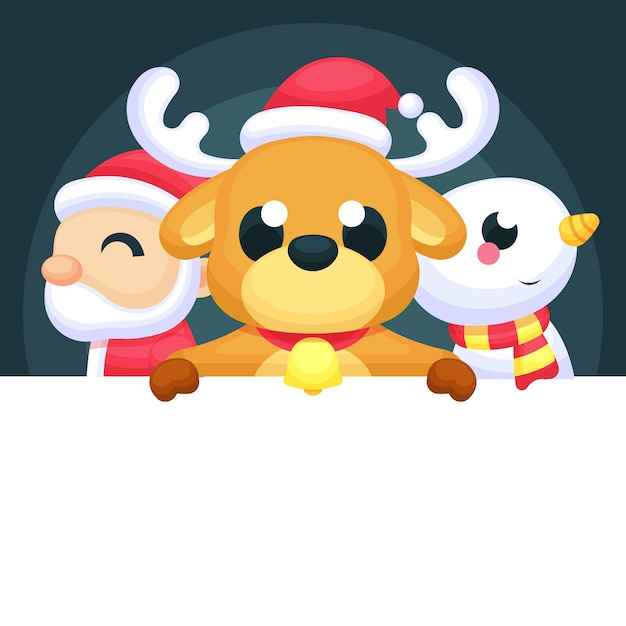 Christmas character holding blank banner