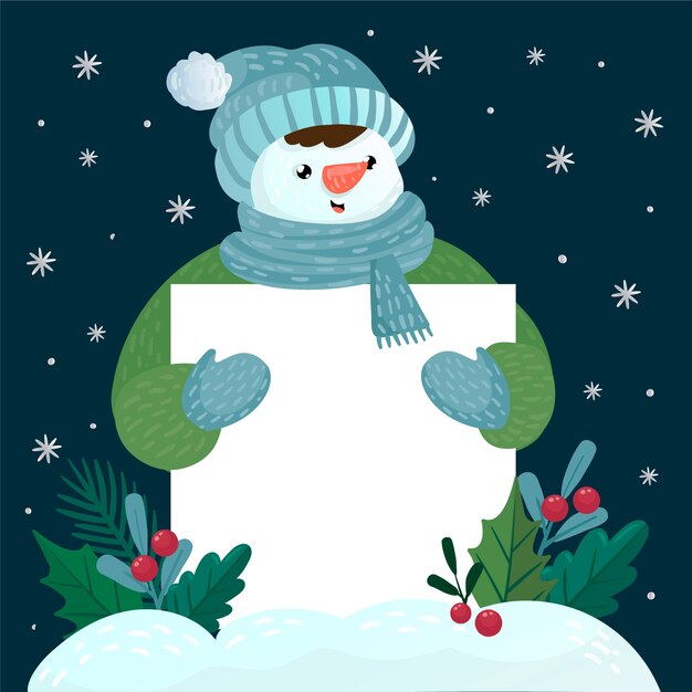 Christmas character holding blank banner