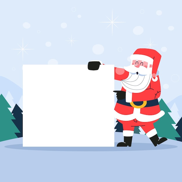 Free vector christmas character holding blank banner