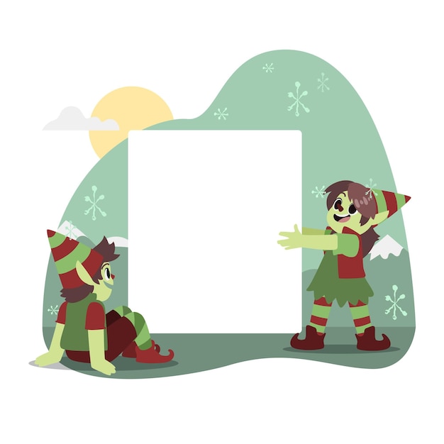 Christmas character holding blank banner