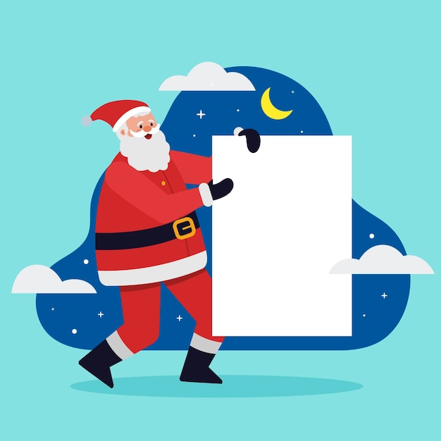 Christmas character holding blank banner