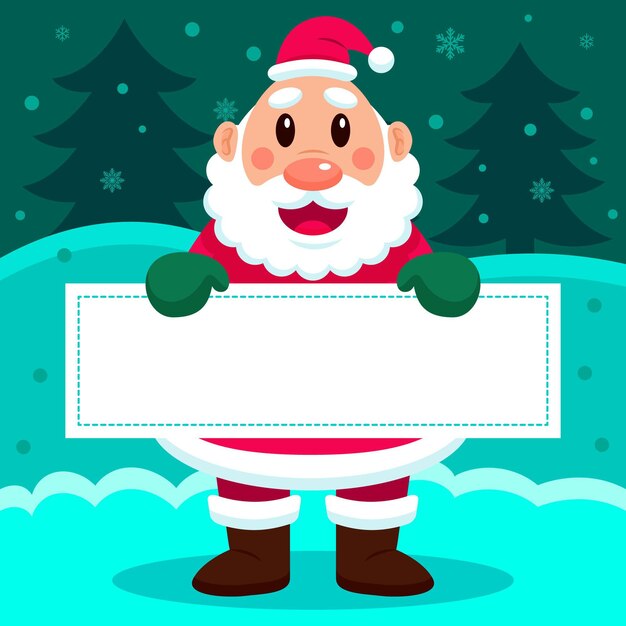 Christmas character holding blank banner