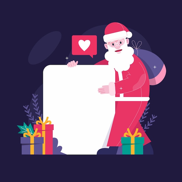 Free Vector christmas character holding blank banner