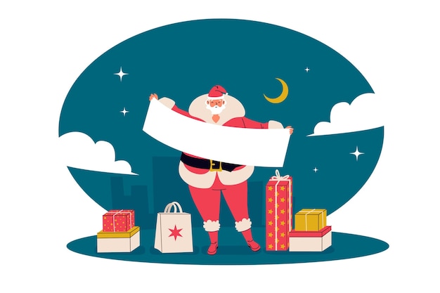 Free Vector christmas character holding blank banner