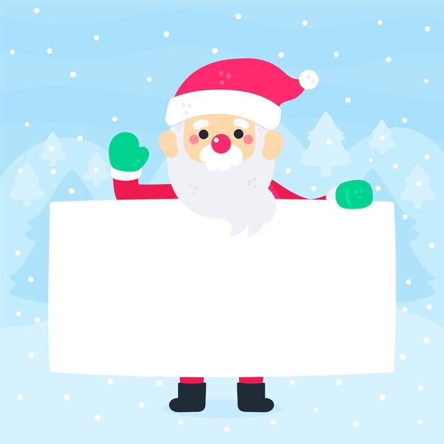 Christmas character holding blank banner