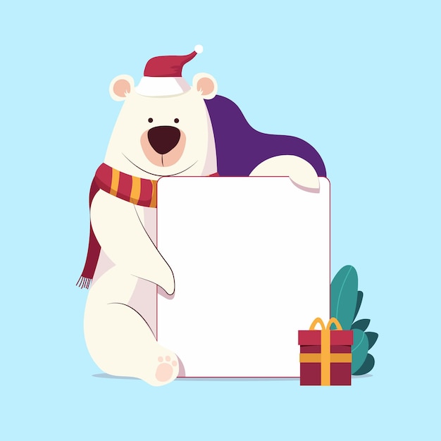 Christmas character holding blank banner